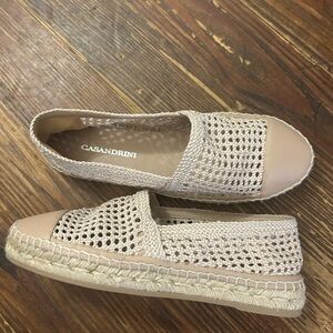 New Casandrini Made In Spain Tan Flats Espadrilles les Size 39 US 8.5 Leather
